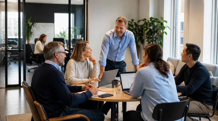 Freelance IT-konsulenter i møde med kunde